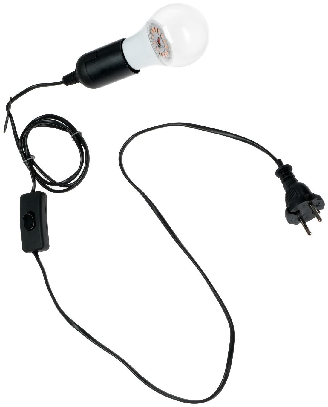 Светильник для растений 9 Вт, 7 мкмоль/с, провод 1,7 метра с выключателем, липучка на окно