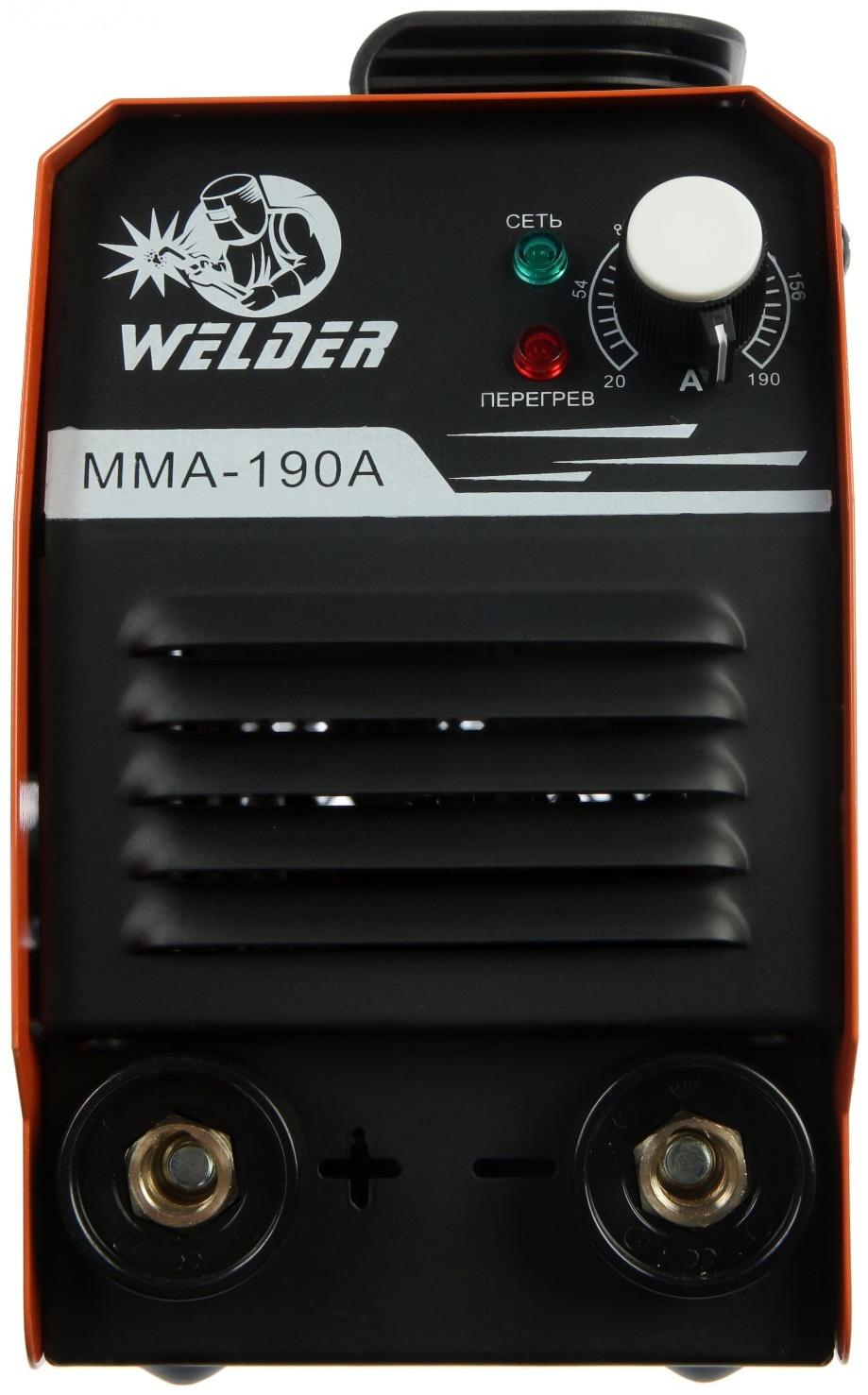Сварочный аппарат Welder MMA-190A, 4.8 кВт, 20-190 А, ПВ 70%, d=1.6-3.2 мм