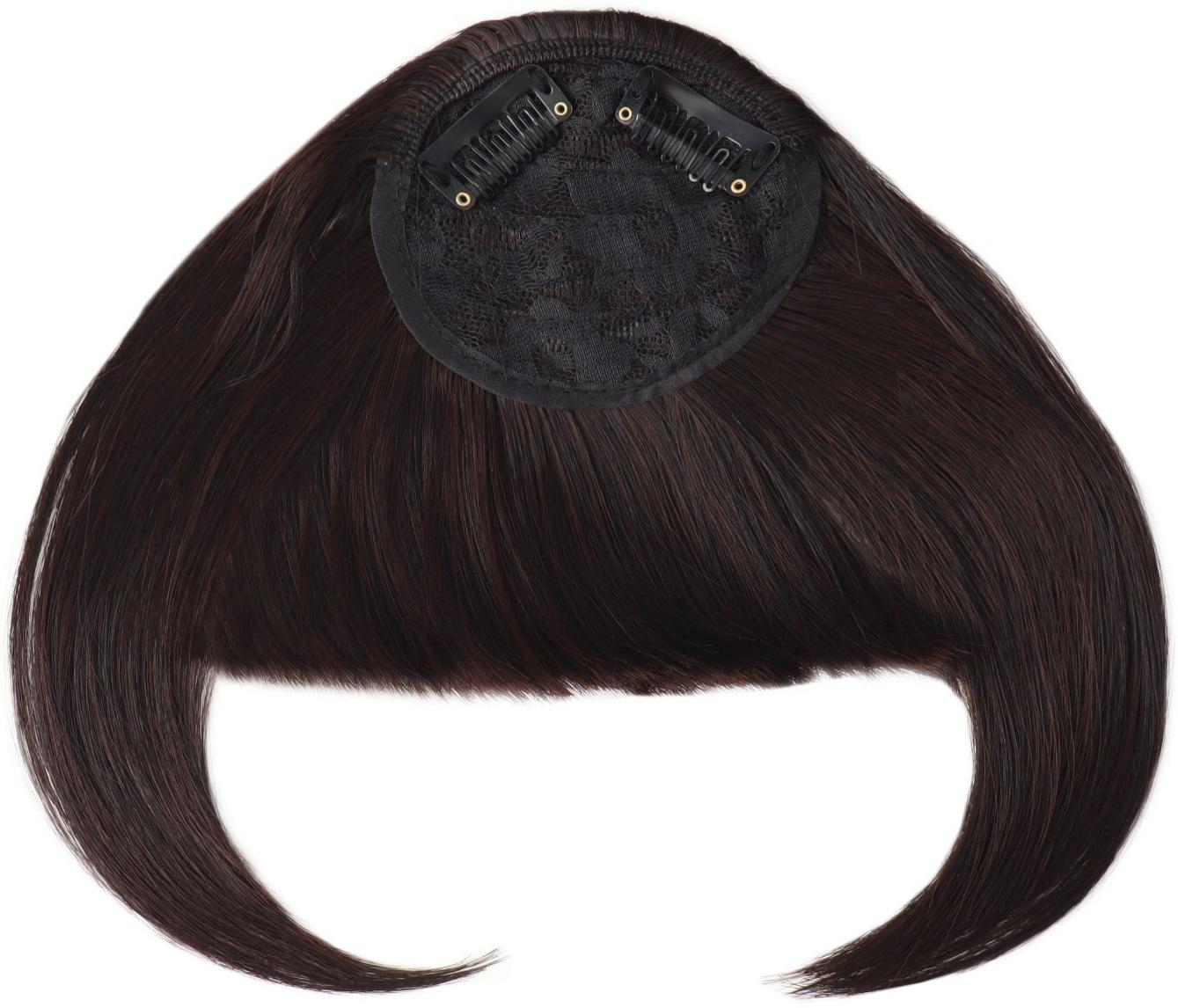 Чёлка накладная, на заколке, 25 см, 25 гр, цвет тёмно-русый(SHT12С)