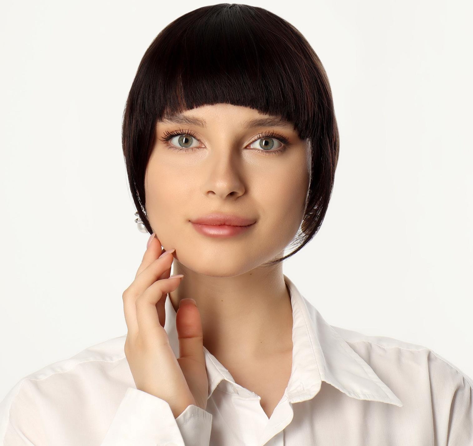 Чёлка накладная, на заколке, 25 см, 25 гр, цвет тёмно-русый(SHT12С)