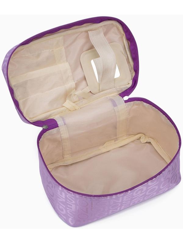 Косметичка-сундучок на молнии, на подкладке, с ручкой, зеркалом, сиреневая