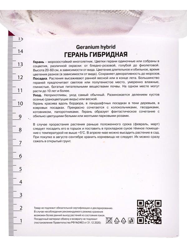 Герань гибридная Сью Круг, р-р I, 1 шт, Весна 2025