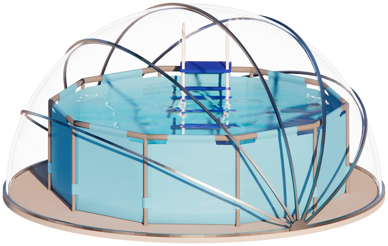 Купол-тент для бассейна d=500 см, h=260 cм, цвет серый