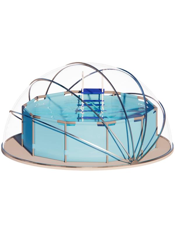 Купол-тент для бассейна d=500 см, h=260 cм, цвет серый