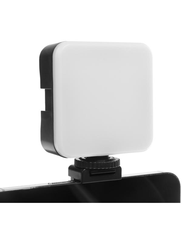 Набор блогера AY-49, штатив для телефона с лампой, микрофон, Bluetooth кнопка, чёрный