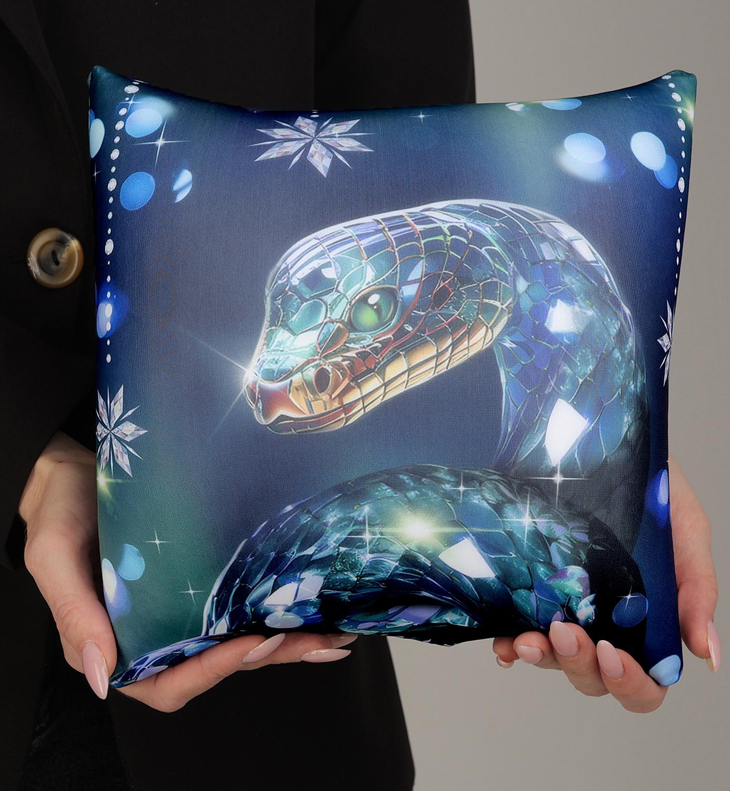 Подушка декоративная антистресс «Змея», синяя