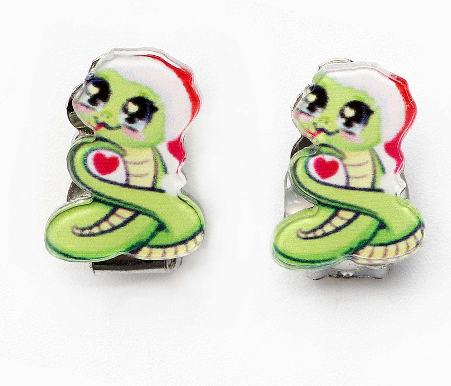 Серьги клипсы детские новогодние «Стильная девочка» на Новый год, 7 х 9 см