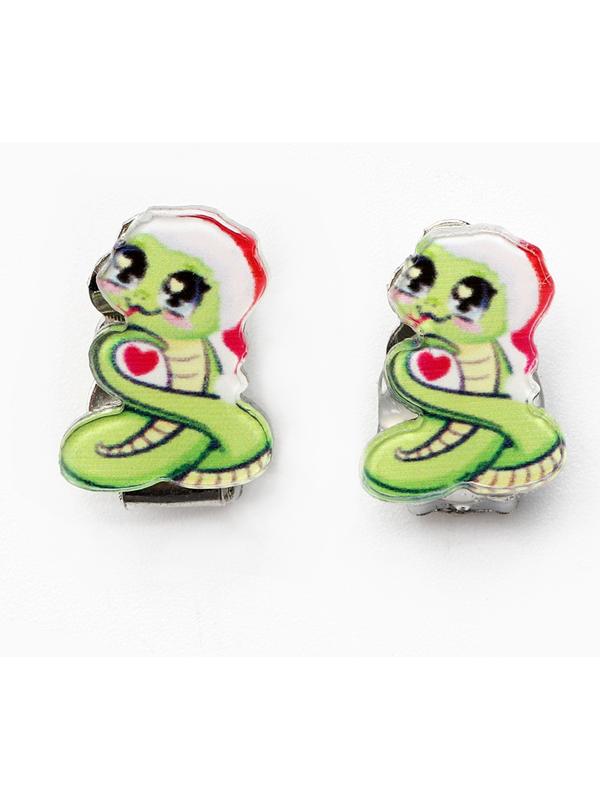 Серьги клипсы детские новогодние «Стильная девочка» на Новый год, 7 х 9 см