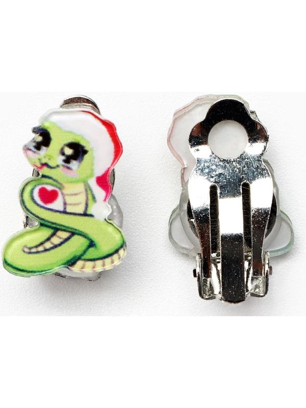 Серьги клипсы детские новогодние «Стильная девочка» на Новый год, 7 х 9 см