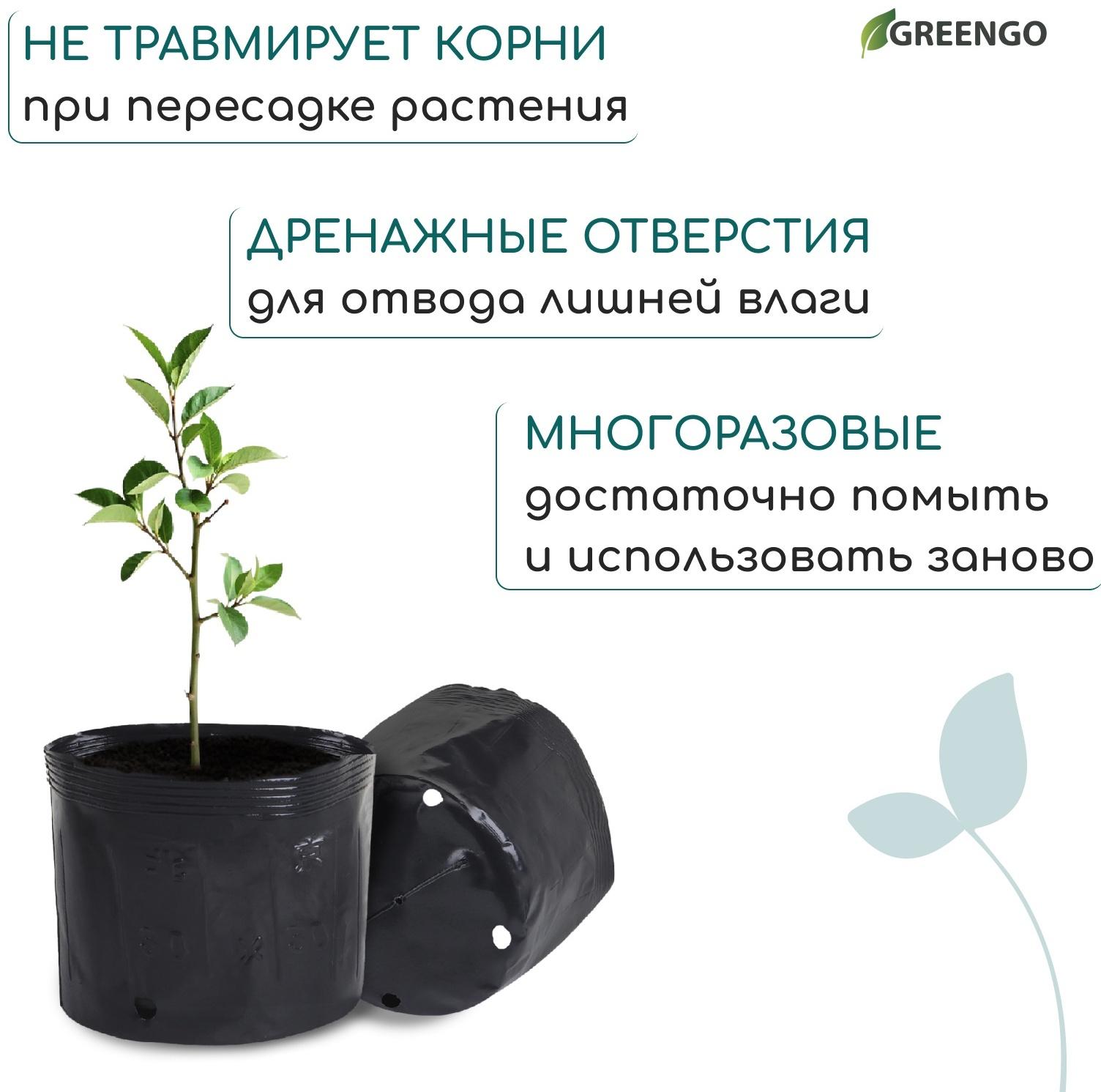 Пакет для рассады, 10 л, d = 25 см, h = 26 см, полиэтилен, чёрный, Greengo