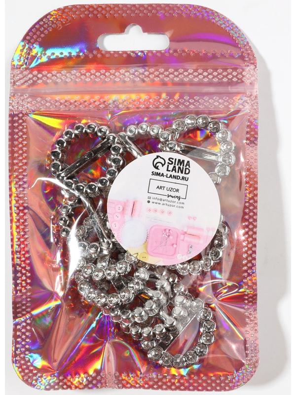 Пряжки кабошоны со стразами «Круг» для бантиков, d = 18 мм, 10 шт, цвет серебряный