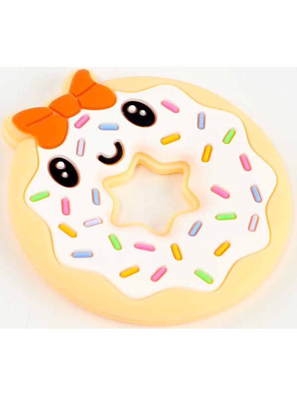 Прорезыватель силиконовый для зубов «Пончик», от 0 мес., бежевый