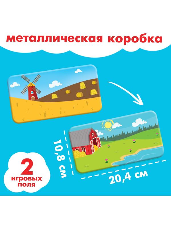 Магнитные макси-пазлы «Синий трактор на ферме», в металлической коробке