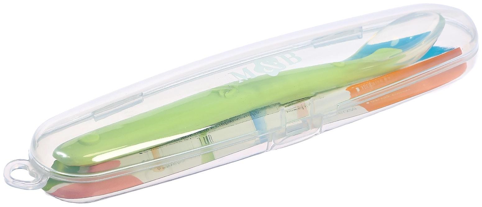 Ложка детская, для первого прикорма, в контейнере, зелёная