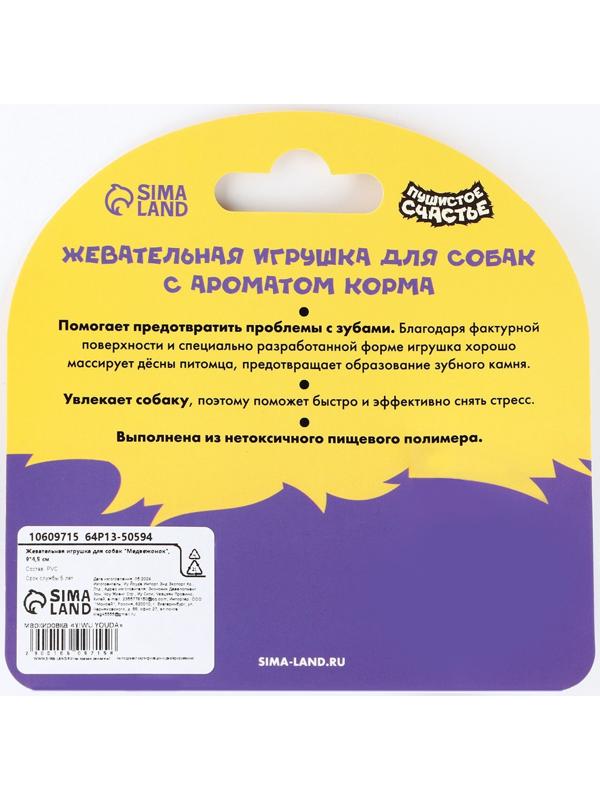 Игрушка для собак жевательная со ароматом корма «Медвежонок», 9 х 4.5 см