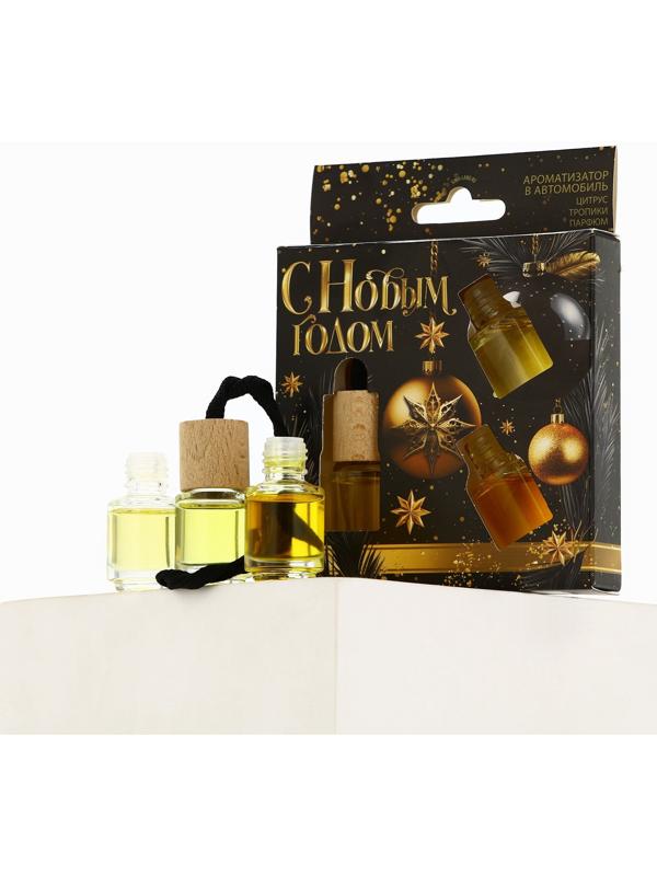 Ароматизаторы для машины новогодние «Все сбудется, загадывай», цитрус, тропики, парфюм, 3 шт