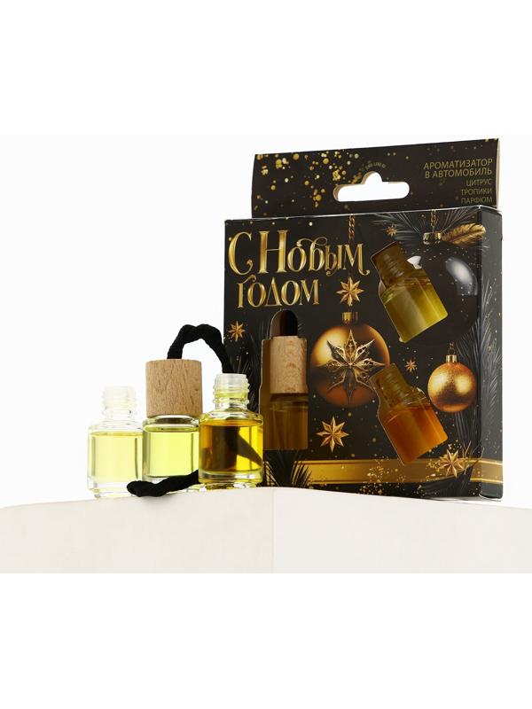 Ароматизаторы для машины новогодние «Все сбудется, загадывай», цитрус, тропики, парфюм, 3 шт