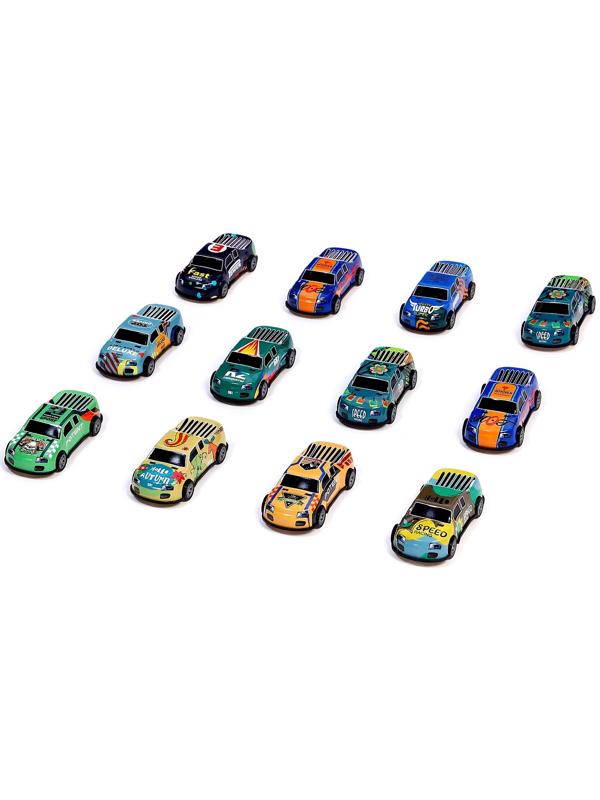 Набор машинок «Безумные гонки», металлические, инерция, игровой коврик, в детском ящике на колёсах с крышкой, 50 шт.