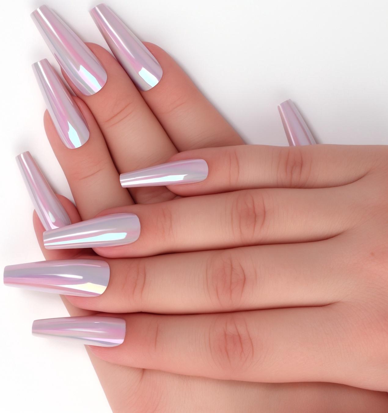 Накладные ногти «Перламутр», 12 шт, с клеевыми пластинами, форма балерина, фиолетовые