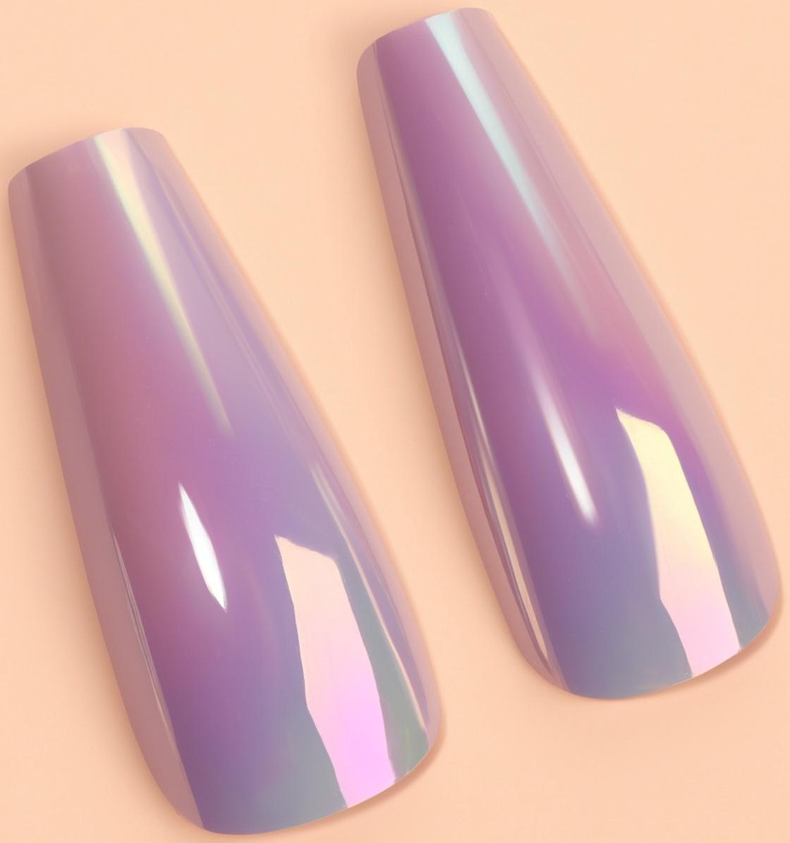 Накладные ногти «Перламутр», 12 шт, с клеевыми пластинами, форма балерина, фиолетовые