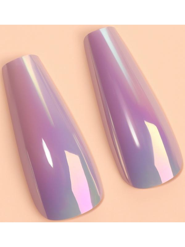 Накладные ногти «Перламутр», 12 шт, с клеевыми пластинами, форма балерина, фиолетовые