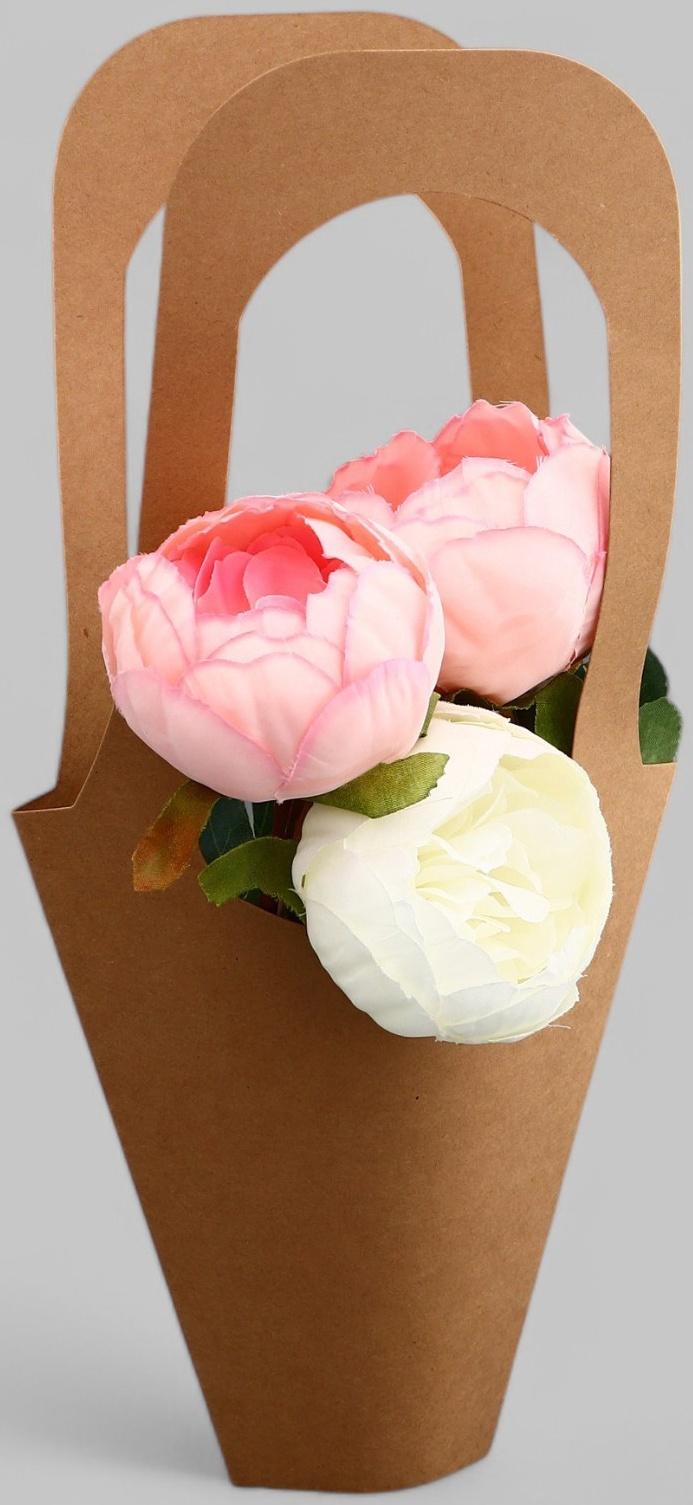 Переноска для цветов, крафт, без дна, 35×19 см