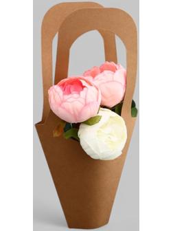 Переноска для цветов, крафт, без дна, 35×19 см