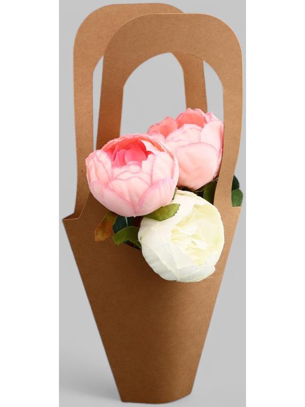 Переноска для цветов, крафт, без дна, 35×19 см