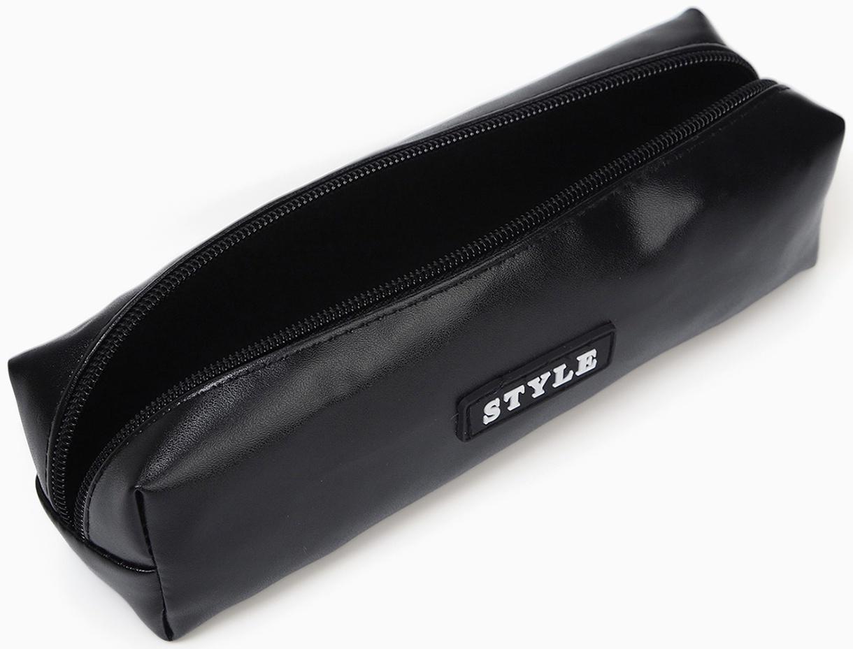 Косметичка-пенал на молнии Style, угольно-чёрная