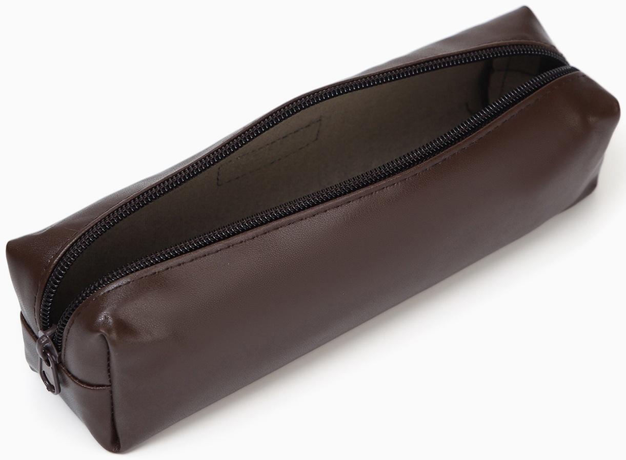 Косметичка-пенал на молнии Style, коричневая