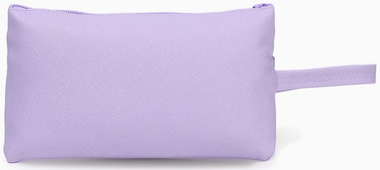 Косметичка-пенал на молнии, плоская, с карманом, сиреневая