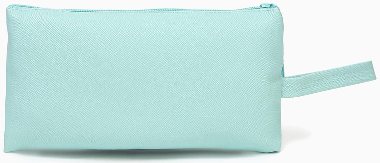 Косметичка-пенал на молнии, плоская, с карманом, зелёная