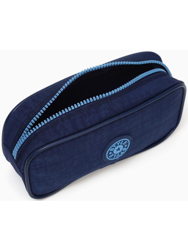 Косметичка-пенал на молнии с карманом, «Звезда», синяя