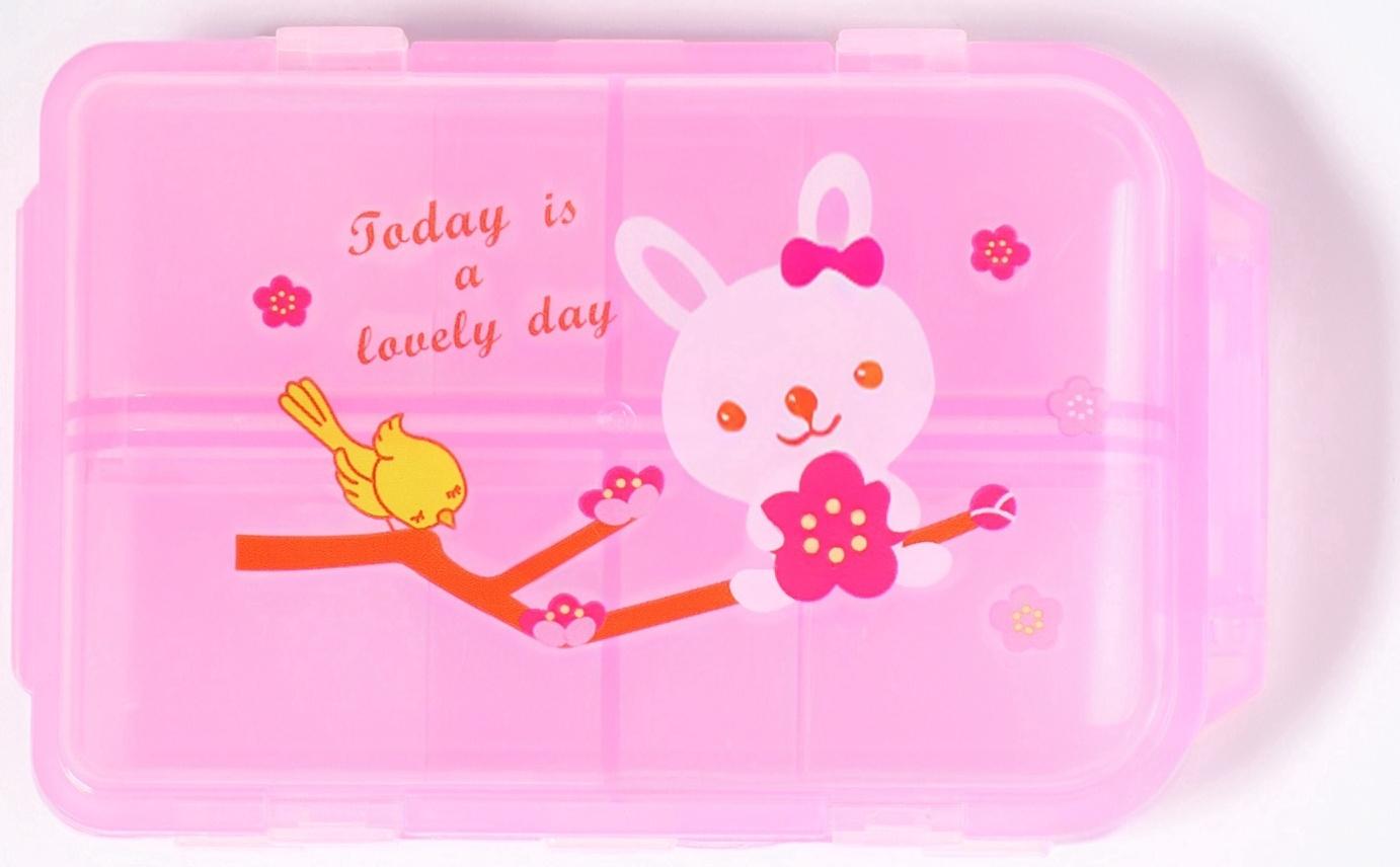 Таблетница, 9,5 × 6 × 3 см, 10 секций, цвет розовый