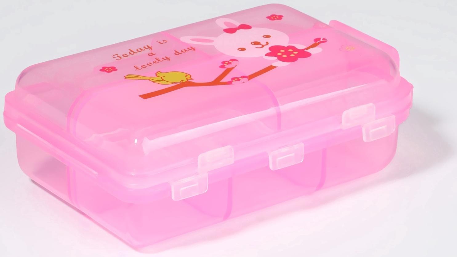 Таблетница, 9,5 × 6 × 3 см, 10 секций, цвет розовый