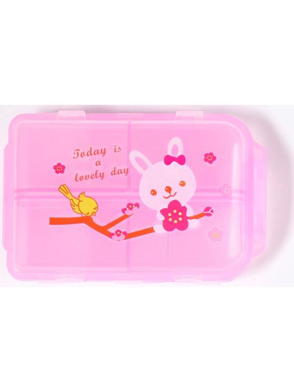 Таблетница, 9,5 × 6 × 3 см, 10 секций, цвет розовый