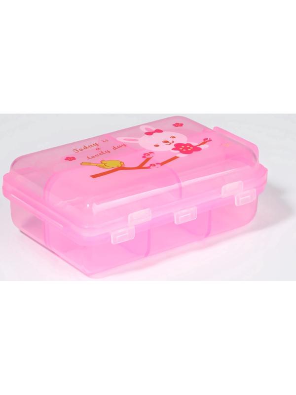 Таблетница, 9,5 × 6 × 3 см, 10 секций, цвет розовый