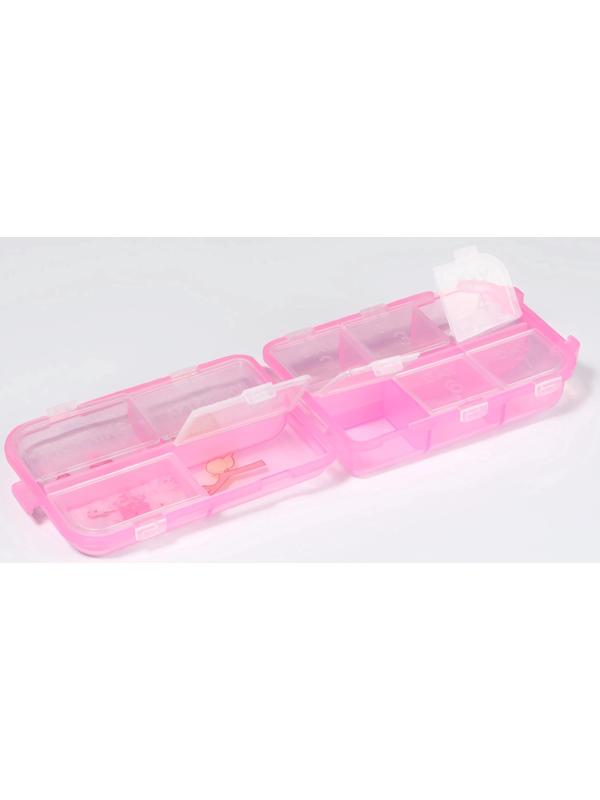 Таблетница, 9,5 × 6 × 3 см, 10 секций, цвет розовый