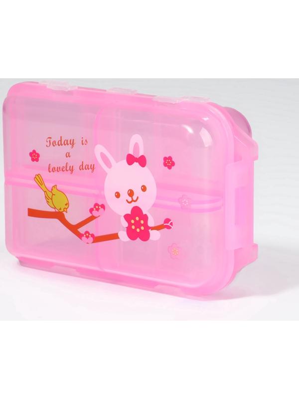 Таблетница, 9,5 × 6 × 3 см, 10 секций, цвет розовый