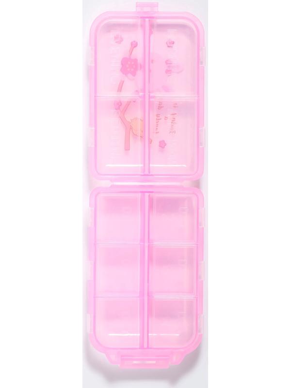 Таблетница, 9,5 × 6 × 3 см, 10 секций, цвет розовый