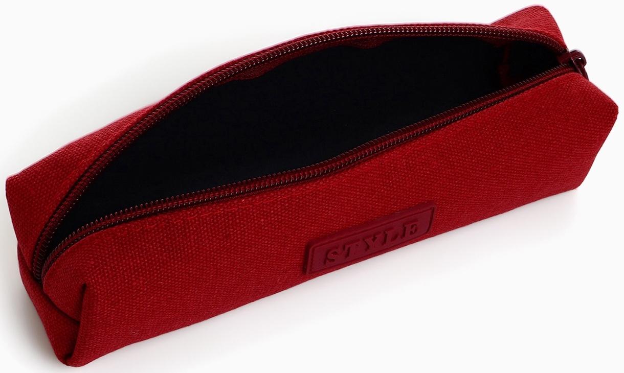 Косметичка-пенал на молнии Style, бордовая
