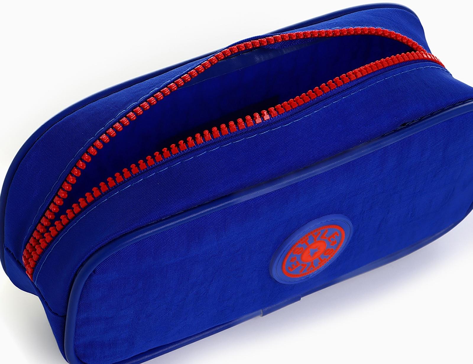 Косметичка-пенал на молнии с карманом, «Звезда», васильковая