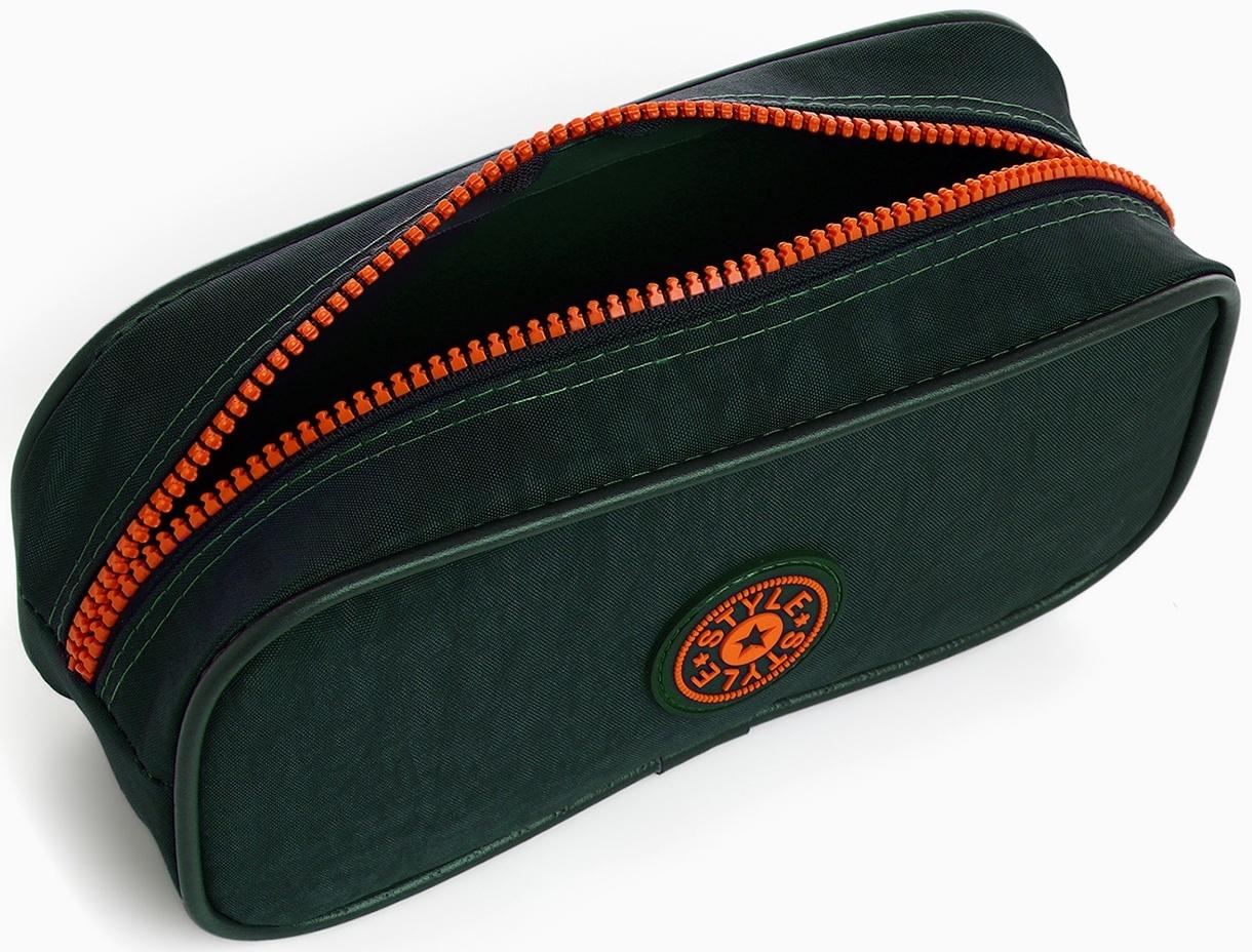 Косметичка-пенал на молнии с карманом, «Звезда», хаки