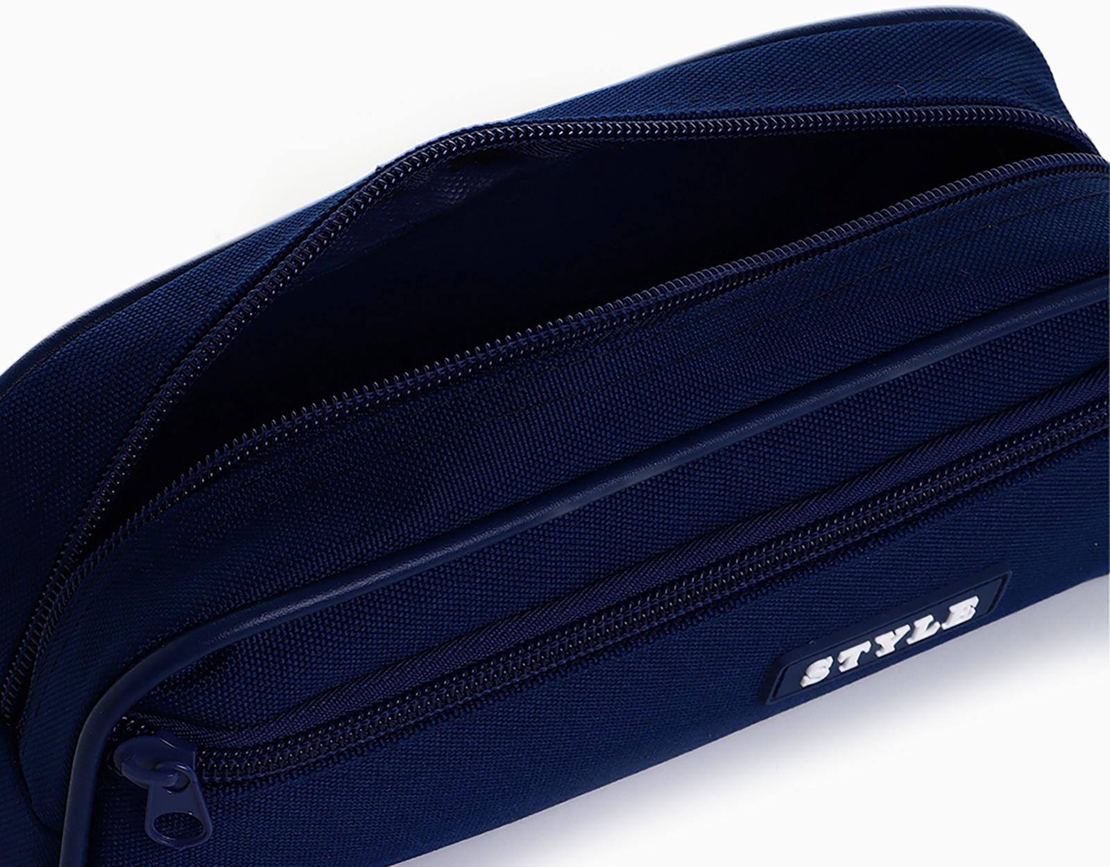 Косметичка-пенал на молнии с карманом, Style, синяя