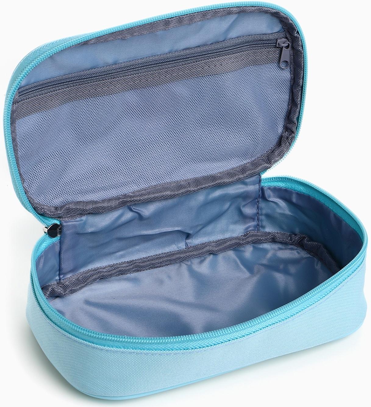 Косметичка-пенал на молнии, на подкладке, Style, бирюзовая