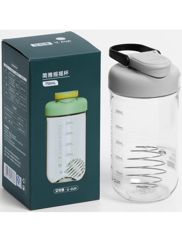 Шейкер спортивный для коктейлей и воды 550 мл, с мерной шкалой, тритан, 7.5 х 18 см