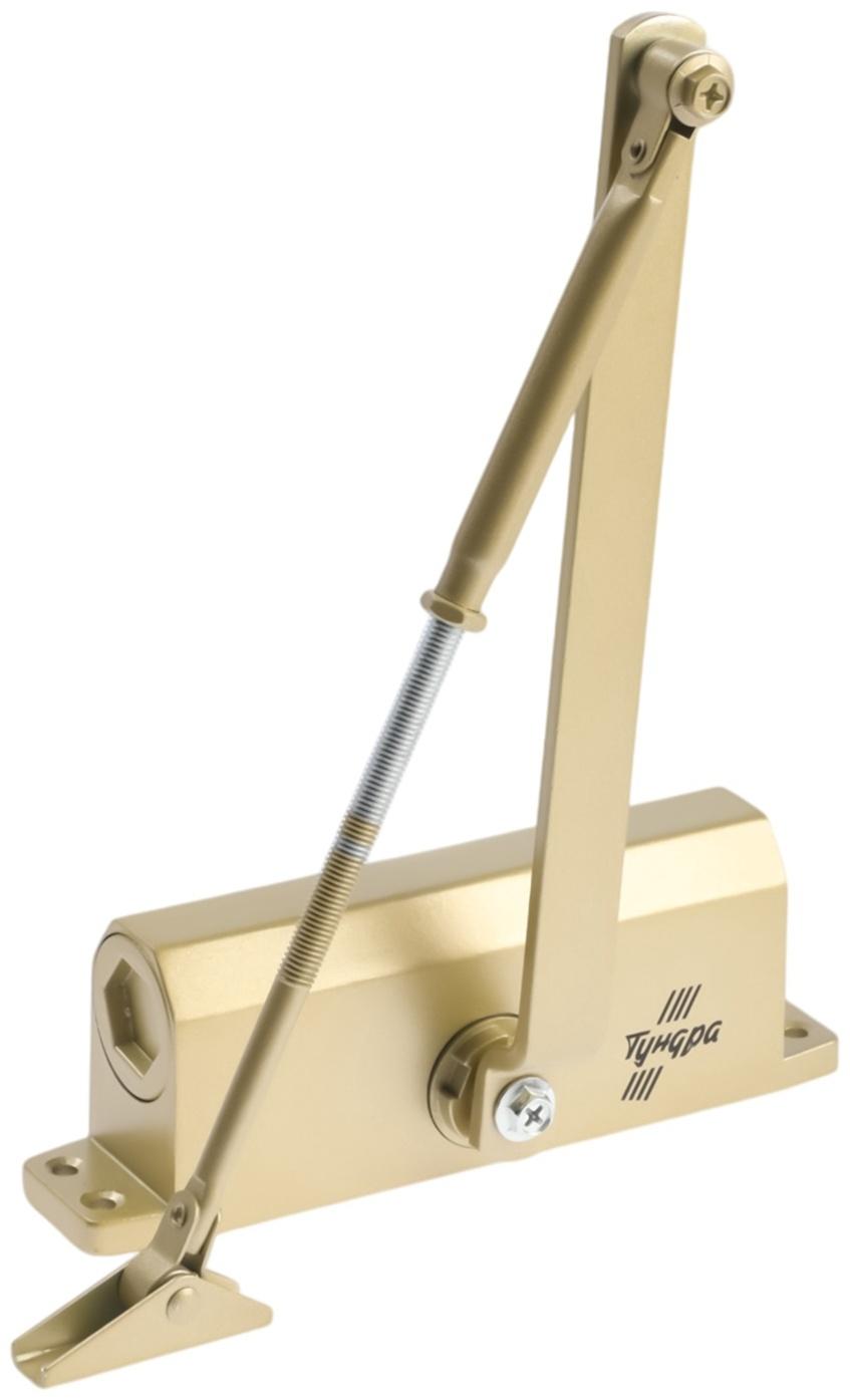 Доводчик дверной ТУНДРА d=80GP, до 80 кг, цвет золото