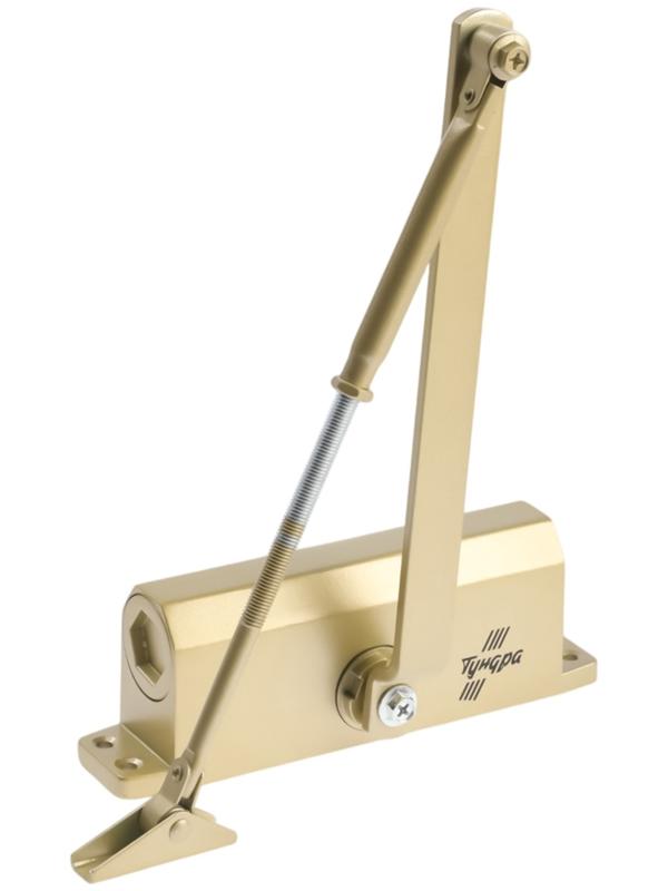 Доводчик дверной ТУНДРА d=80GP, до 80 кг, цвет золото