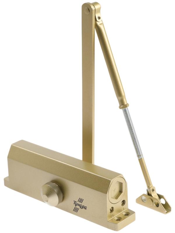 Доводчик дверей ТУНДРА d=150GP, до 150 кг, цвет золото