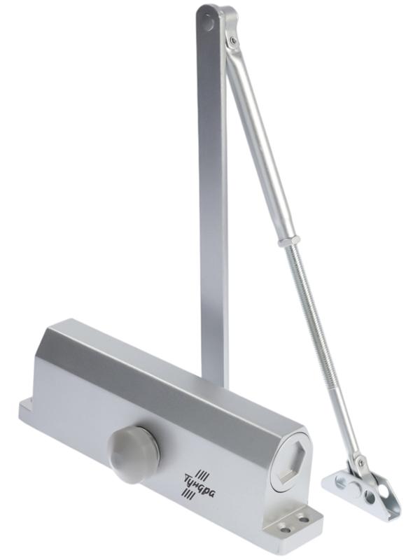 Доводчик дверей ТУНДРА d=150SL, до 150 кг, цвет серебро